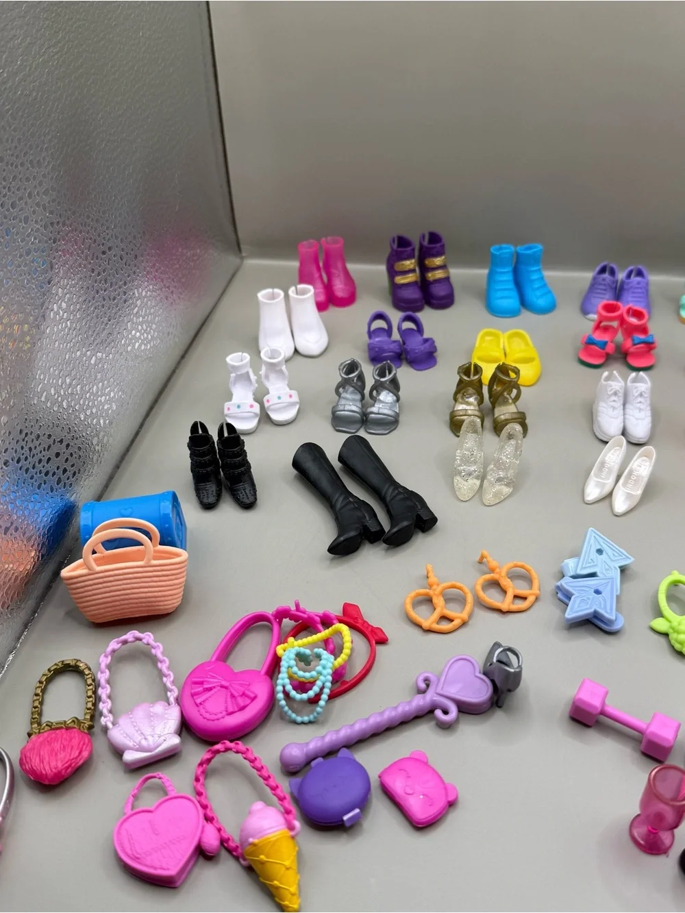 Mixed Doll Accessories Lot - Shoes, Purses, Earrings and more